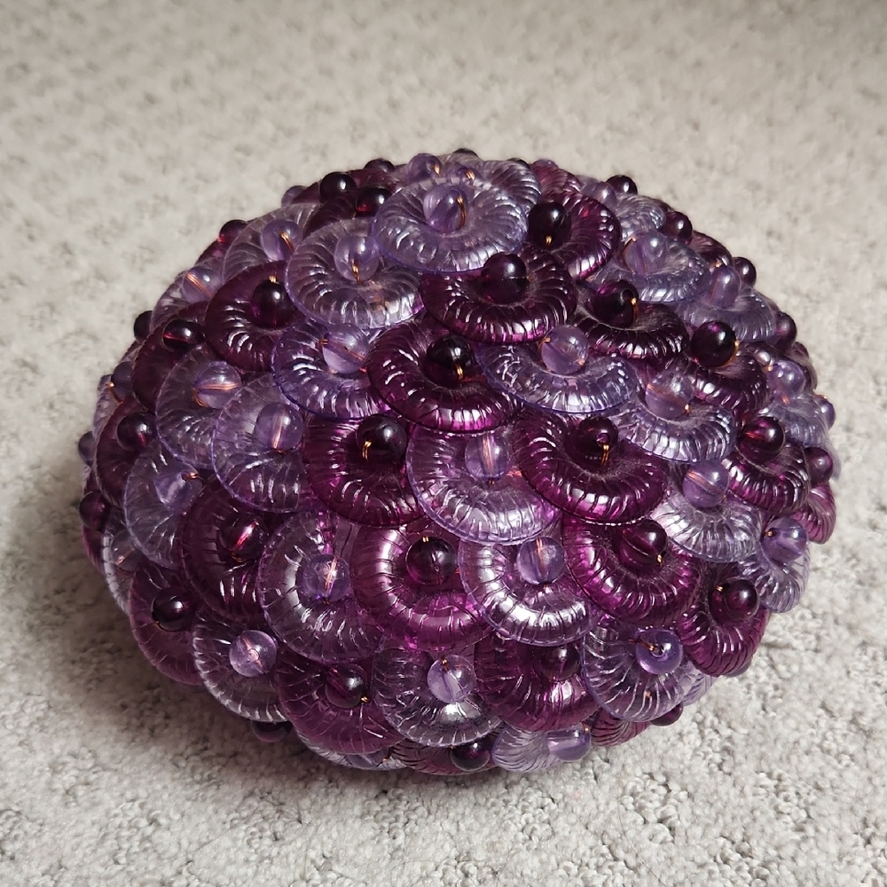 Purple Hand Beaded Boho Unique Accent Dome Light Cover Piece